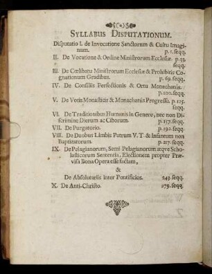 Syllabus Disputationum