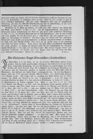 Die Siebenten Tags-Adventisten (Sabbatisten)