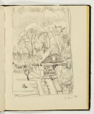 Blick in einen Garten mit Haus
