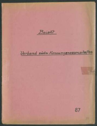 Konsumgenossenschaftlicher Landesverein für Württemberg-Baden - "Beiakt"