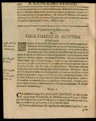 Disputatio Vigesima nona, De Fuga Christi In Aegyptum.