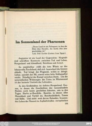 Im Sonnenland der Pharaonen
