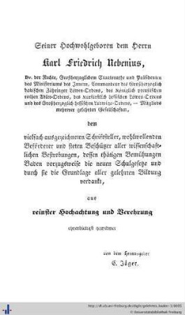 Seiner hochwohlgeboren dem Herrn Karl Friedrich Nebenius…