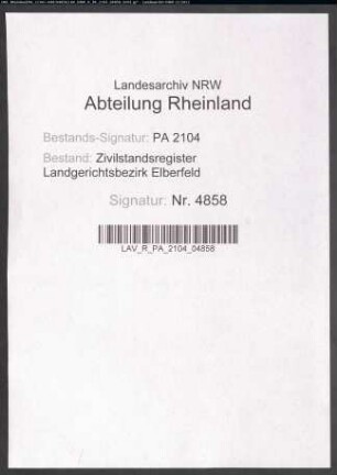 Geburtsregister Wermelskirchen