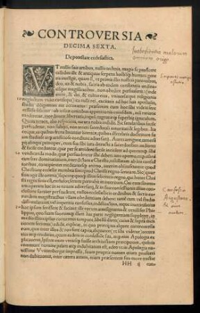 Controversia Decimasexta. De potestate ecclesiastica.