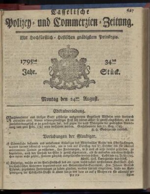 34tes Stueck, Montag den 24ten August 1795