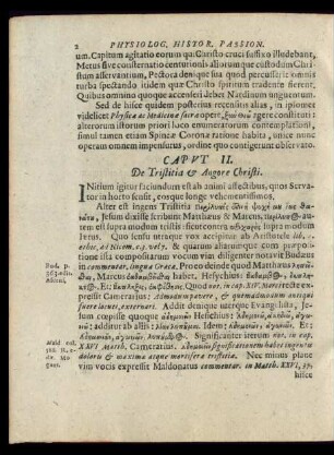 Caput II. De Tristitia et Angore Christi.