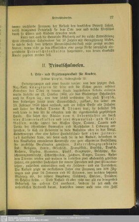 II. Privatschulwesen
