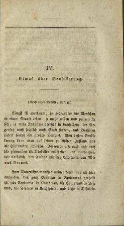 IV. Etwas über Bevölkerung