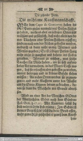 Die zehende Perle. Die mühsame Kauffmannschafft