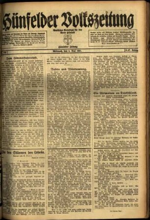 Ausgabe vom Mittwoch, den 04. Mai 1921.