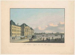 Das Japanische Palais und das Leipziger Tor (Weißes Tor) am Palaisplatz in Dresden-Neustadt von Südosten