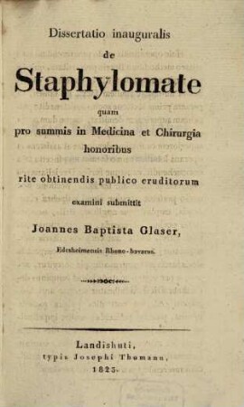 Diss. inaug. de staphylomate