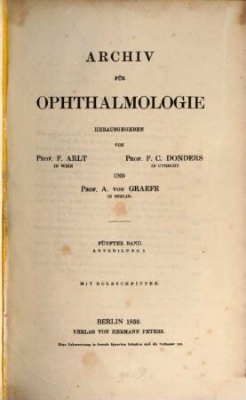 Archiv für Ophthalmologie. 5. 1859