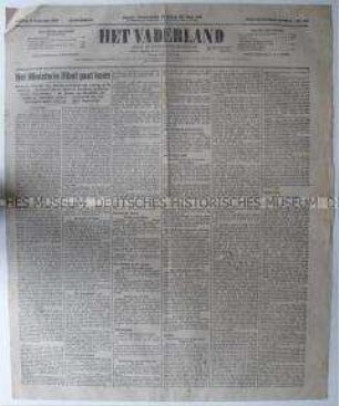 Niederländische Tageszeitung "Het Vaderland" aus dem 1. Weltkrieg