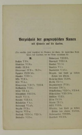 Verzeichnis der geographischen Namen