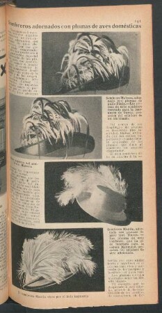 Sombreros adornados con plumas de aves domésticas
