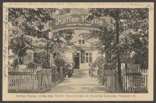 Ansichtskarte "Kaffee Heyne" nach der Wiedereröffnung, Hasenheide [1/2]