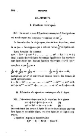 Chapitre IX. Équations réciproques.