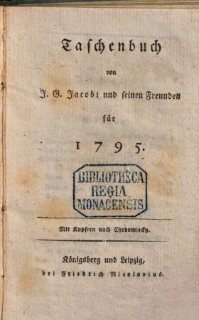 Taschenbuch : für das Jahr ..., 1795