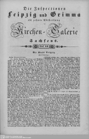 Die Stadt Leipzig, Das Kirchdorf Liptitz (Beschluß), Nerchau, Delzschau : 14. Lieferung