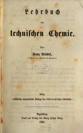 Lehrbuch der technischen Chemie