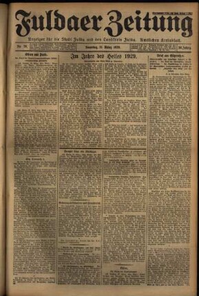 Erste Ausgabe vom Sonntag, den 31. März 1929.