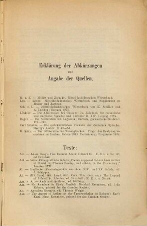 Die alliterierenden Sprachformeln in Morris' Early English Alliterative Poems und im Sir Gawayne and the Green Knight