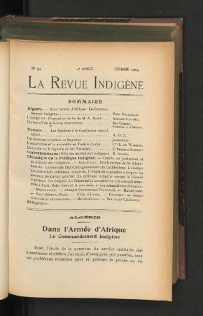 Algérie. Dans l'Armée d'Afrique. Le Commandement indigène.
