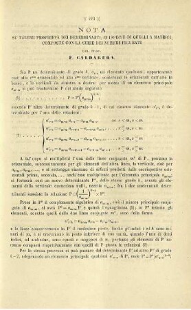 Su talune proprietà dei determinanti, in ispecie di quelli a matrici, composte con la serie dei numeri figurati.