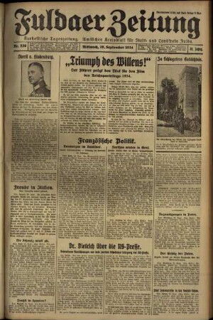 Erste Ausgabe vom Mittwoch, den 26. September 1934.