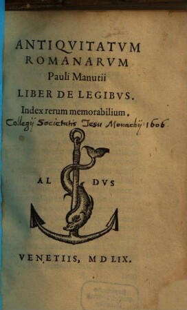Antiquitatum Romanarum Liber de Legibus