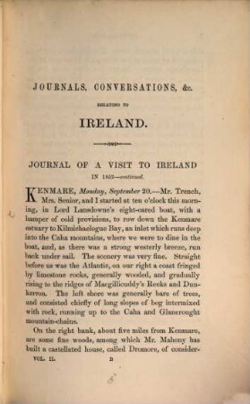 Journals, conversations and essays relating to Ireland : in two volumes. 2