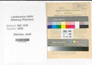 Entnazifizierung Josef Wiemers , geb. 26.03.1898 (Bankangestellter)