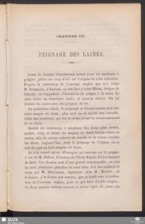 Chapitre VII. Peignage des laines