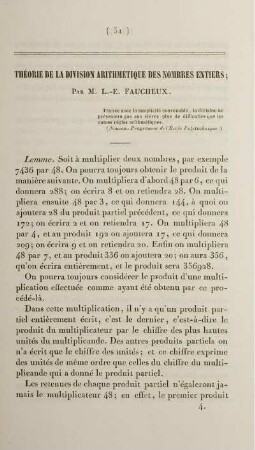 Théorie de la division arithmétique des nombres entiers.