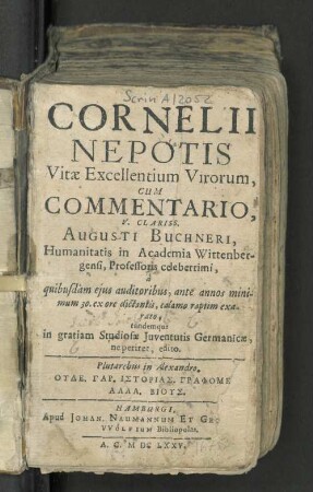 Cornelii Nepotis Vitæ Excellentium Virorum