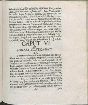 Caput VI. De Forma Condominii.