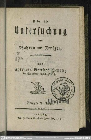 Ueber die Untersuchung des Wahren und Irrigen