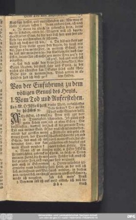 I. Vom Tod und Auferstehen.