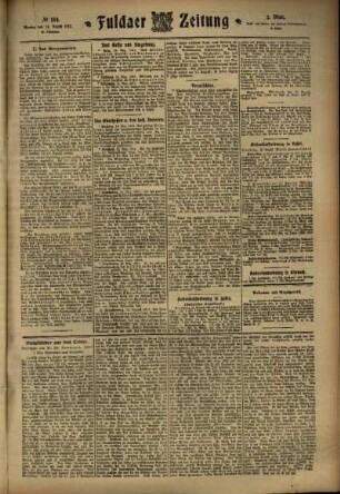 Zweite Ausgabe vom Montag, den 14. August 1911.