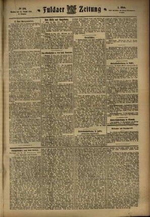 Zweite Ausgabe vom Montag, den 14. August 1911.