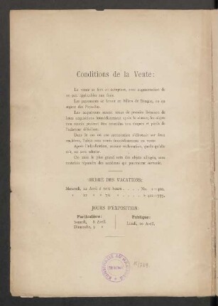 Conditions de la Vente