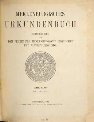 Meklenburgisches Urkundenbuch, 13. 1351 - 1355