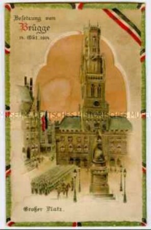 Postkarte zur Besetzung von Brügge