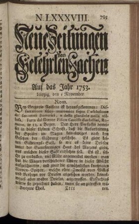N. LXXXVIII. Leipzig, den 1 November. - N. XCVI. Leipzig, den 29 November.