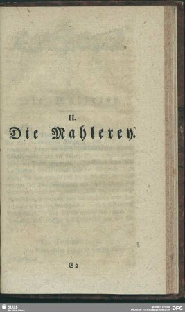 II. Die Mahlerey