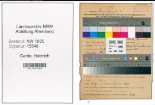 Entnazifizierung Heinrich Gente , geb. 24.11.1884 (Bahnangestellter)