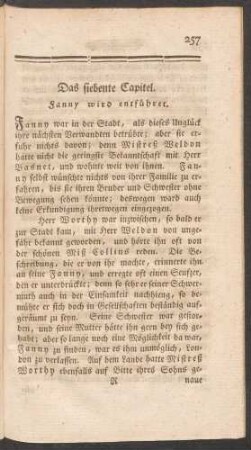 Das siebente Capitel. Fanny wird entführet.