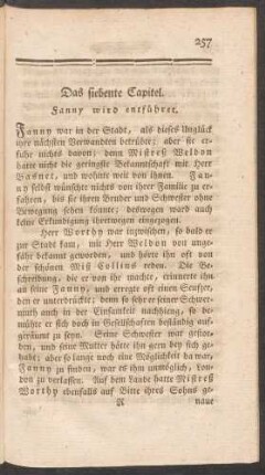 Das siebente Capitel. Fanny wird entführet.